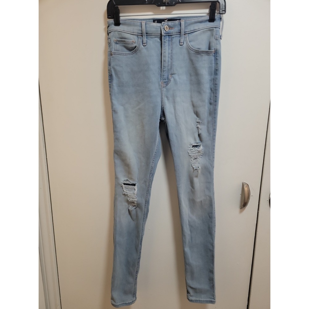 Hollister Ultra High Rise Super Skinny Jeans Womens 5R W27 L28 Light Wash Distre